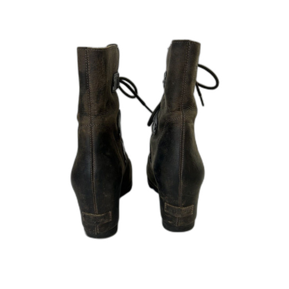 Sorel Womens Bootie Size 10 Dark Brown Joan Of Arctic Leather Wedge Boot Lace Up - Picture 8 of 12